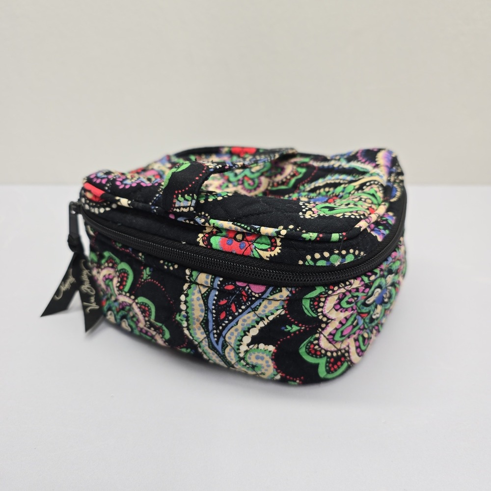 Vera Bradley Quilted Paisley Cosmetic‎ Makeup Bag Travel Case Black Multi 104479